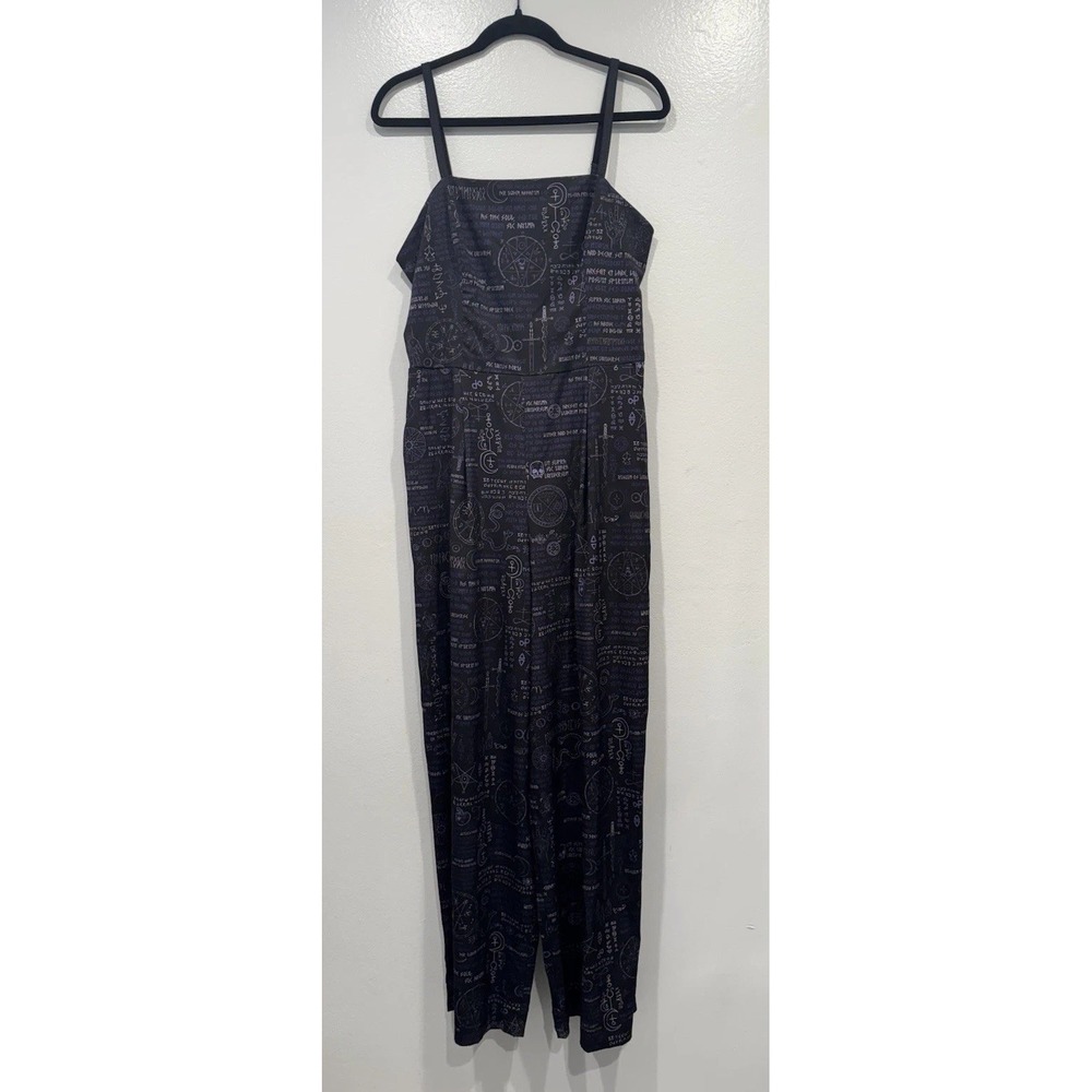 BlackMilk Spellbook Long Picnic Jumpsuit Size Medium Belted Witchy Goth Festival